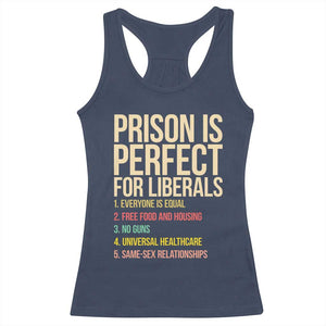 Prison Is Perfect For Liberals Racerback Tank Top Funny Anti Liberal Quote Satire Statement Subtle FDT Political Humor