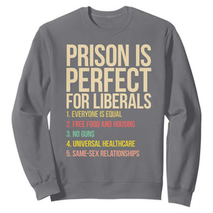 Prison Is Perfect For Liberals Sweatshirt Funny Anti Liberal Quote Satire Statement Subtle FDT Political Humor
