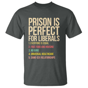 Prison Is Perfect For Liberals T Shirt Funny Anti Liberal Quote Satire Statement Subtle FDT Political Humor