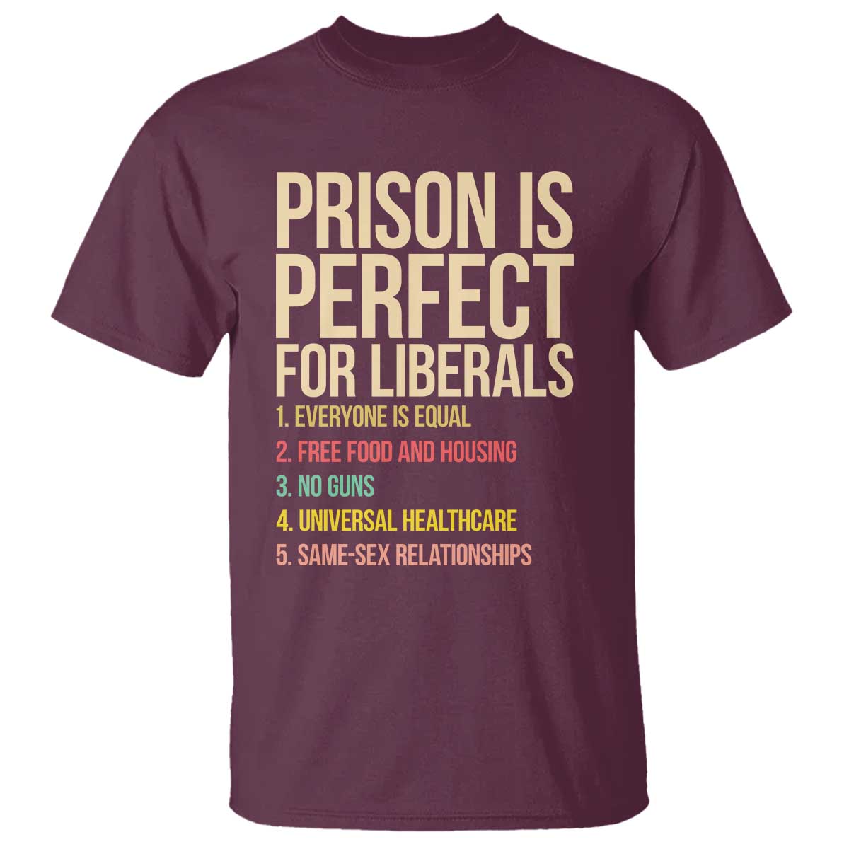 Prison Is Perfect For Liberals T Shirt Funny Anti Liberal Quote Satire Statement Subtle FDT Political Humor