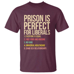 Prison Is Perfect For Liberals T Shirt Funny Anti Liberal Quote Satire Statement Subtle FDT Political Humor
