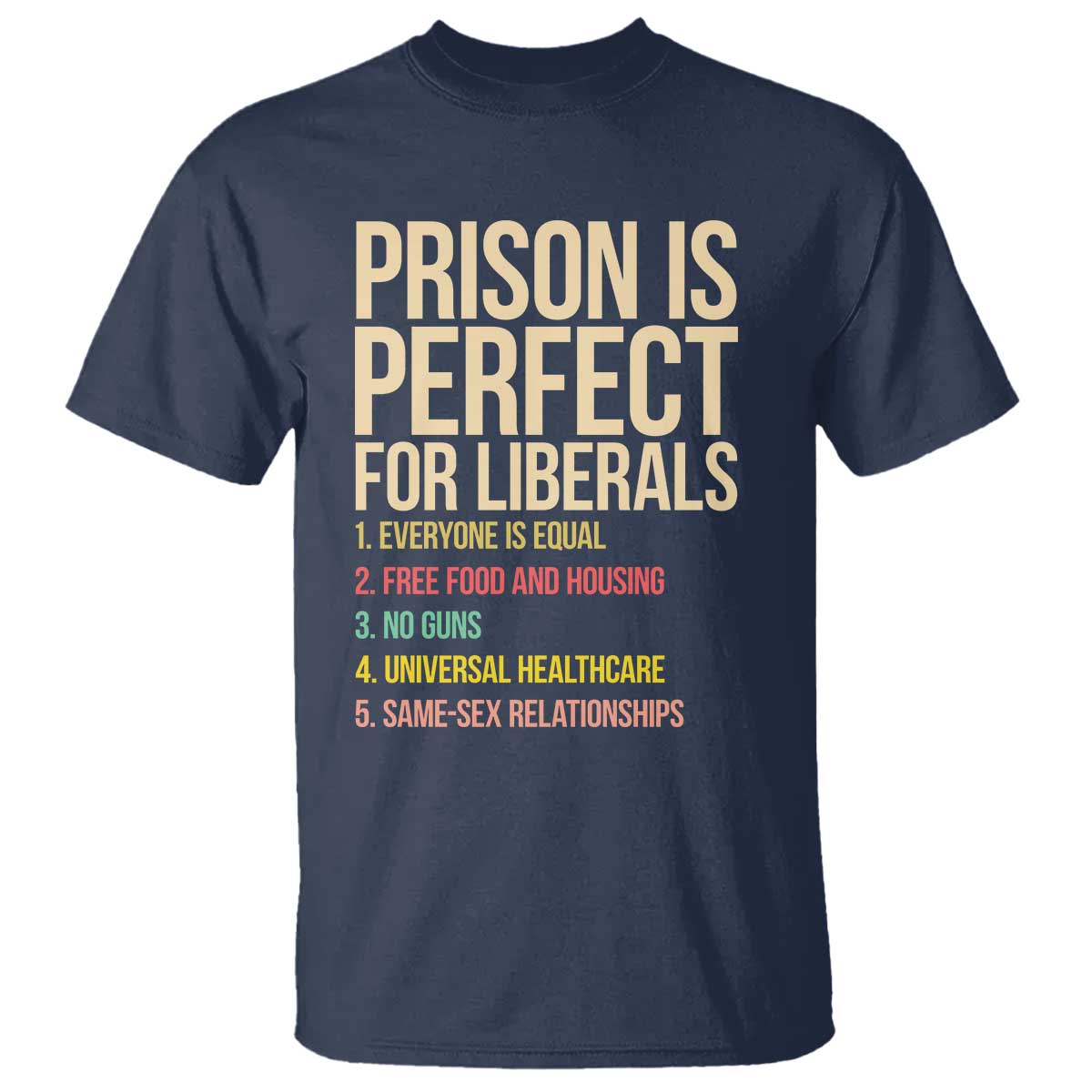 Prison Is Perfect For Liberals T Shirt Funny Anti Liberal Quote Satire Statement Subtle FDT Political Humor