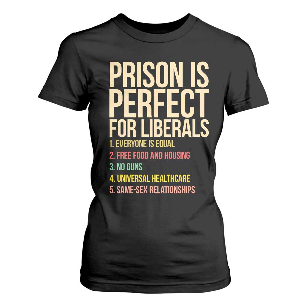 Prison Is Perfect For Liberals T Shirt For Women Funny Anti Liberal Quote Satire Statement Subtle FDT Political Humor