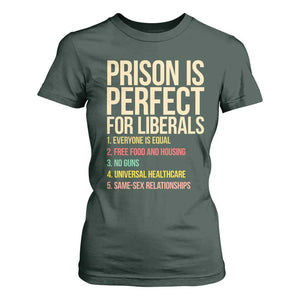 Prison Is Perfect For Liberals T Shirt For Women Funny Anti Liberal Quote Satire Statement Subtle FDT Political Humor
