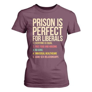 Prison Is Perfect For Liberals T Shirt For Women Funny Anti Liberal Quote Satire Statement Subtle FDT Political Humor