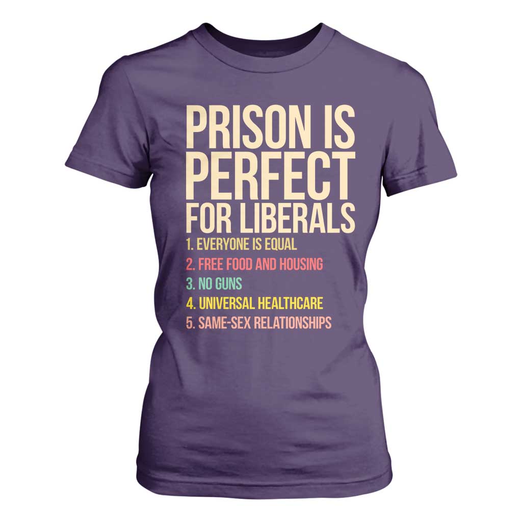 Prison Is Perfect For Liberals T Shirt For Women Funny Anti Liberal Quote Satire Statement Subtle FDT Political Humor