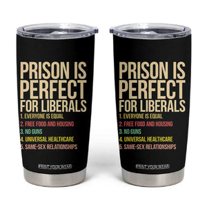 Prison Is Perfect For Liberals Tumbler Cup Funny Anti Liberal Quote Satire Statement Subtle FDT Political Humor