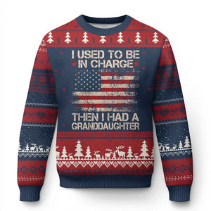 I Used To Be in Charge Then I Had A Granddaughter Ugly Christmas Sweater Fathers Day Grandpa Gift American Flag