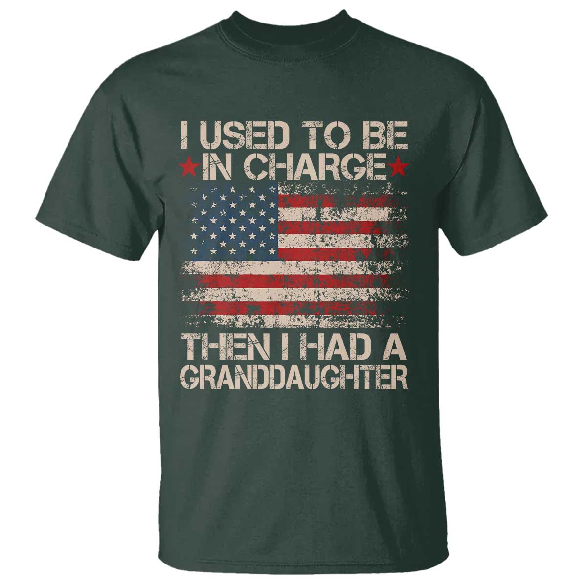 I Used To Be in Charge Then I Had A Granddaughter T Shirt Fathers Day Grandpa Gift American Flag