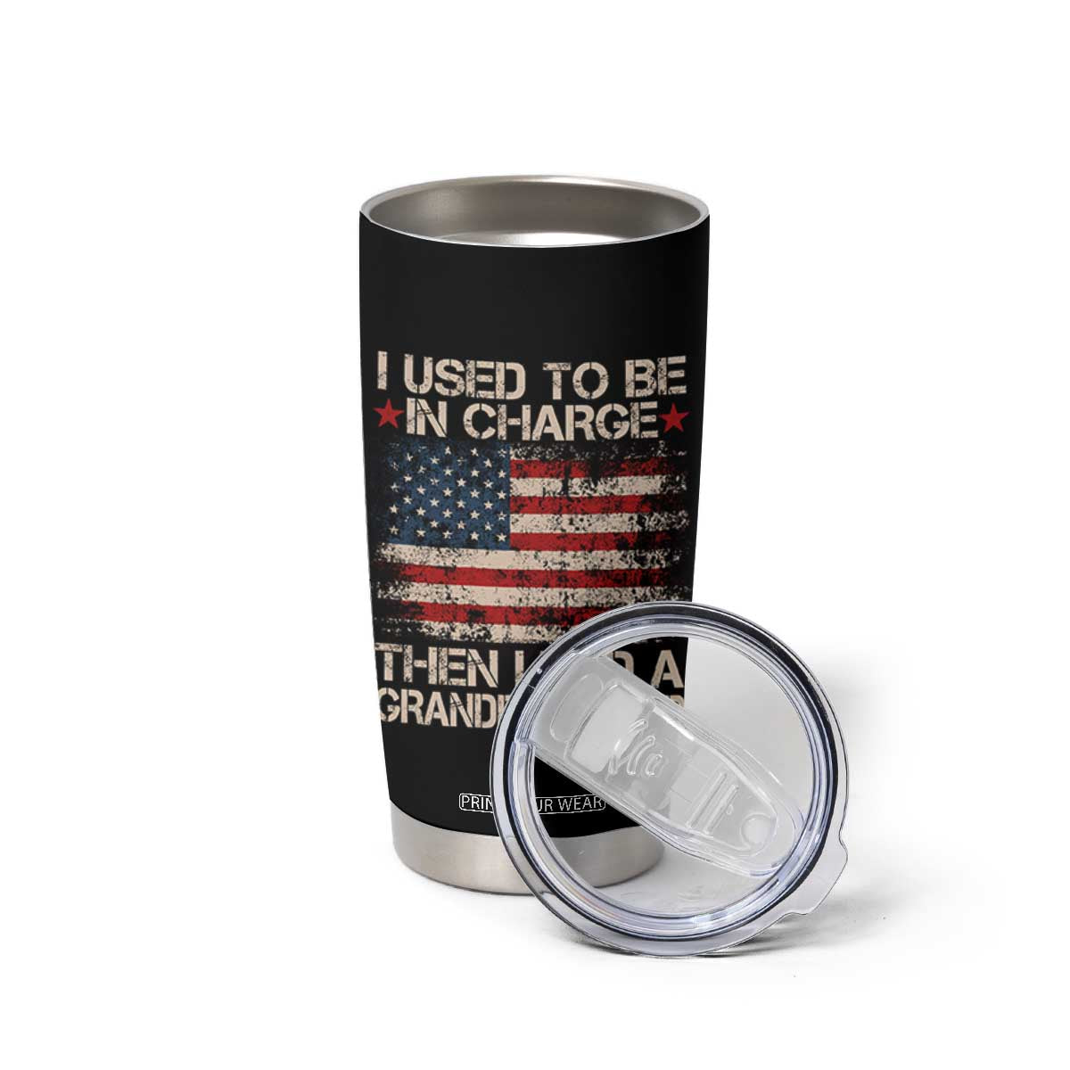 I Used To Be in Charge Then I Had A Granddaughter Tumbler Cup Fathers Day Grandpa Gift American Flag