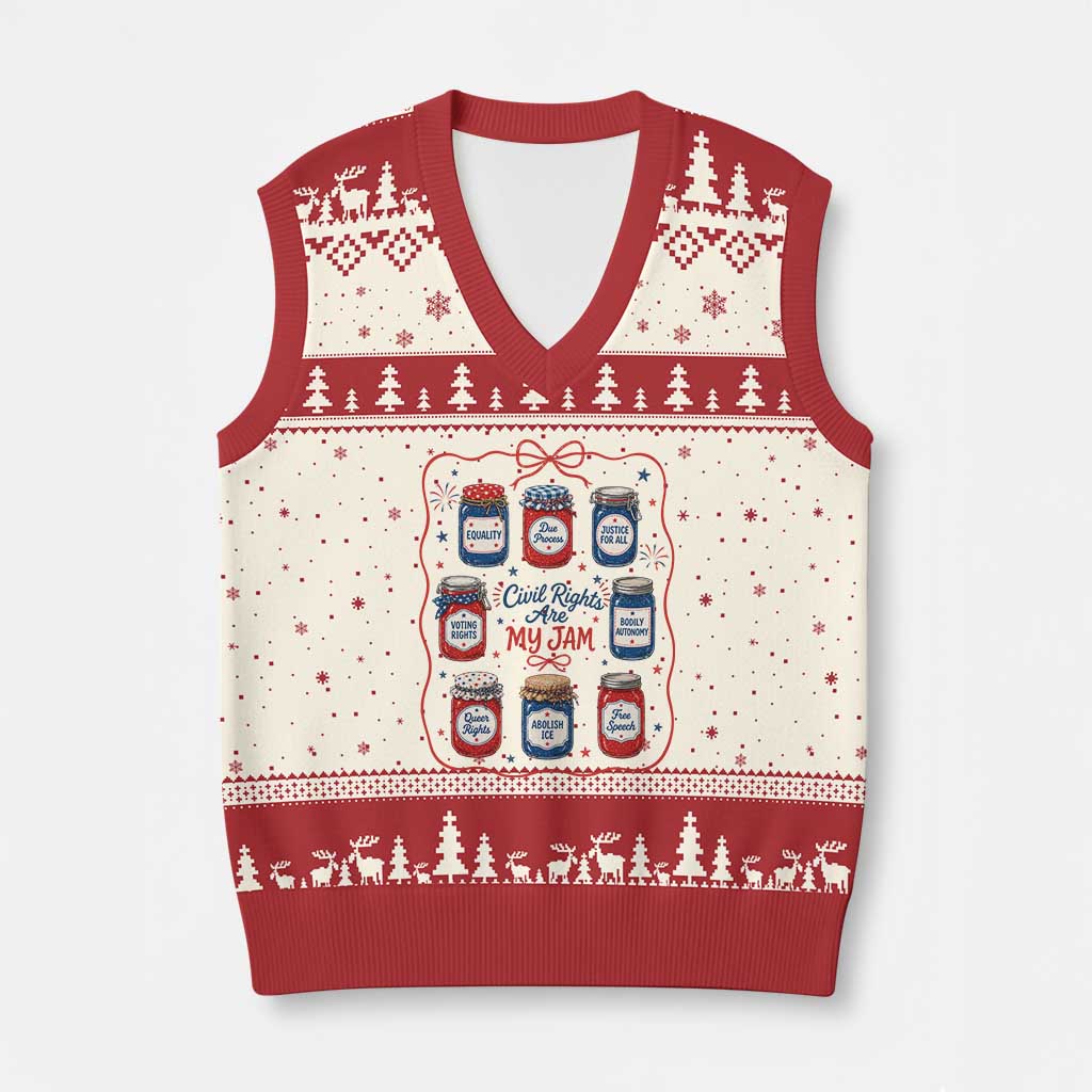 Civil Rights Are My Jam V-Neck Knit Sweater Vest Liberal Values 4th Of July Equal Rights Feminist LGBT Ally TS10 Beige Red Print Your Wear