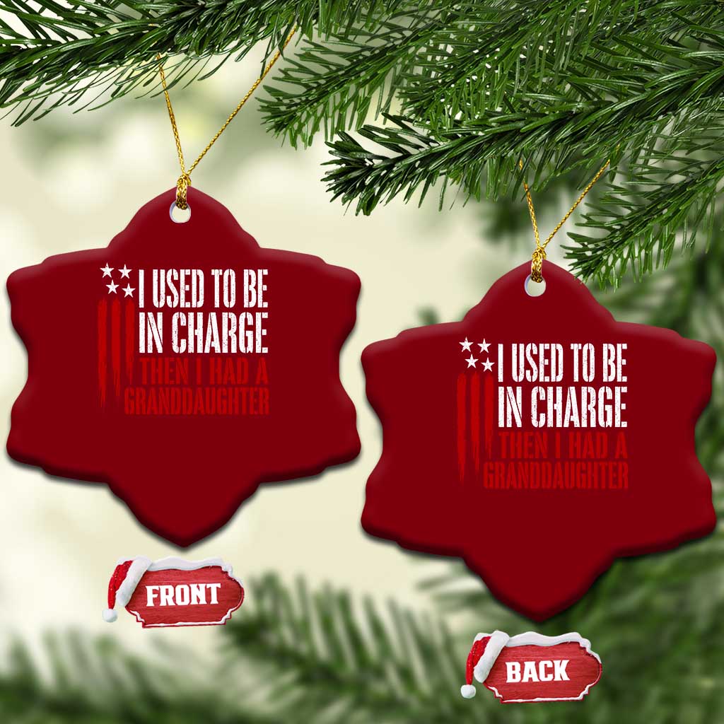 I Used To Be in Charge Then I Had A Granddaughter Ceramic Ornament Funny Saying Gag Gift Birthday Grandpa Fathers Day US Flag