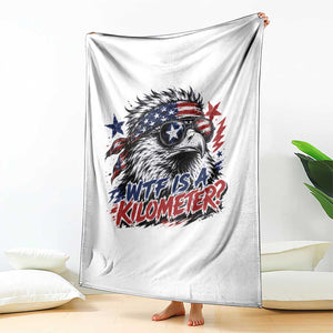 Funny 4th Of July WTF Is A Kilometer Throw Blanket Vintage USA Meme Patriotic Eagle Humor Independence Day