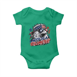 Funny 4th Of July WTF Is A Kilometer Baby Onesie Vintage USA Meme Patriotic Eagle Humor Independence Day