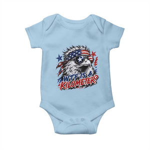 Funny 4th Of July WTF Is A Kilometer Baby Onesie Vintage USA Meme Patriotic Eagle Humor Independence Day