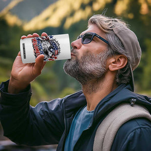 Funny 4th Of July WTF Is A Kilometer 4 in 1 Can Cooler Tumbler Vintage USA Meme Patriotic Eagle Humor Independence Day