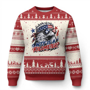 Funny 4th Of July WTF Is A Kilometer Ugly Christmas Sweater Vintage USA Meme Patriotic Eagle Humor Independence Day TS10 Beige Red Print Your Wear