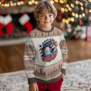 Funny 4th Of July WTF Is A Kilometer Ugly Christmas Sweater Vintage USA Meme Patriotic Eagle Humor Independence Day TS10 Mocha Mousse Print Your Wear