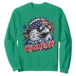 Funny 4th Of July WTF Is A Kilometer Sweatshirt Vintage USA Meme Patriotic Eagle Humor Independence Day