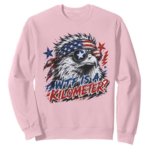 Funny 4th Of July WTF Is A Kilometer Sweatshirt Vintage USA Meme Patriotic Eagle Humor Independence Day