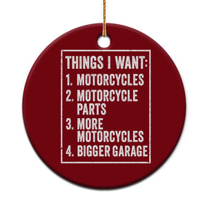 Funny Motorcycle Lovers Ceramic Ornament Things I Want Vintage Garage Graphic Bikers Club TS10 1pc Red Print Your Wear