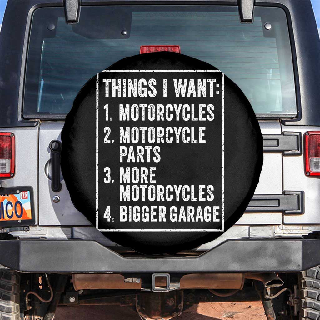 Funny Motorcycle Lovers Spare Tire Cover Things I Want Vintage Garage Graphic Bikers Club TS10 No hole Black Print Your Wear