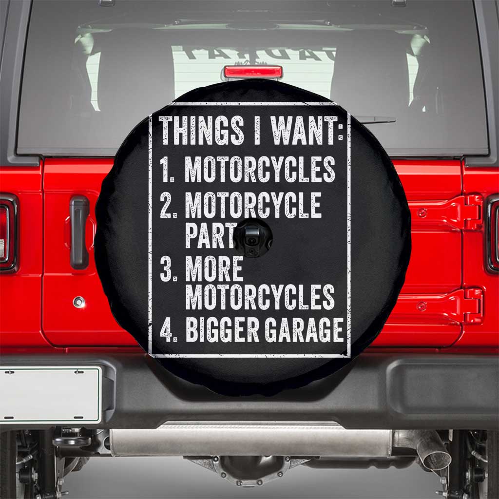 Funny Motorcycle Lovers Spare Tire Cover Things I Want Vintage Garage Graphic Bikers Club TS10 Black Print Your Wear