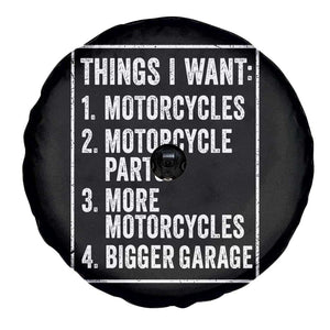 Funny Motorcycle Lovers Spare Tire Cover Things I Want Vintage Garage Graphic Bikers Club TS10 Print Your Wear