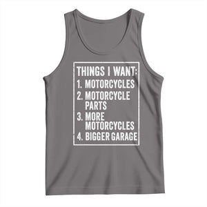 Funny Motorcycle Lovers Tank Top Things I Want Vintage Garage Graphic Bikers Club TS10 Deep Heather Print Your Wear