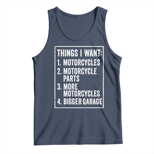 Funny Motorcycle Lovers Tank Top Things I Want Vintage Garage Graphic Bikers Club TS10 Navy Print Your Wear
