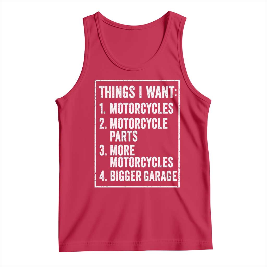Funny Motorcycle Lovers Tank Top Things I Want Vintage Garage Graphic Bikers Club TS10 Red Print Your Wear