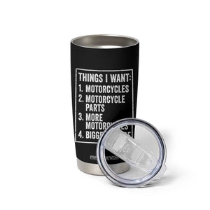 Funny Motorcycle Lovers Tumbler Cup Things I Want Vintage Garage Graphic Bikers Club TS10 Print Your Wear