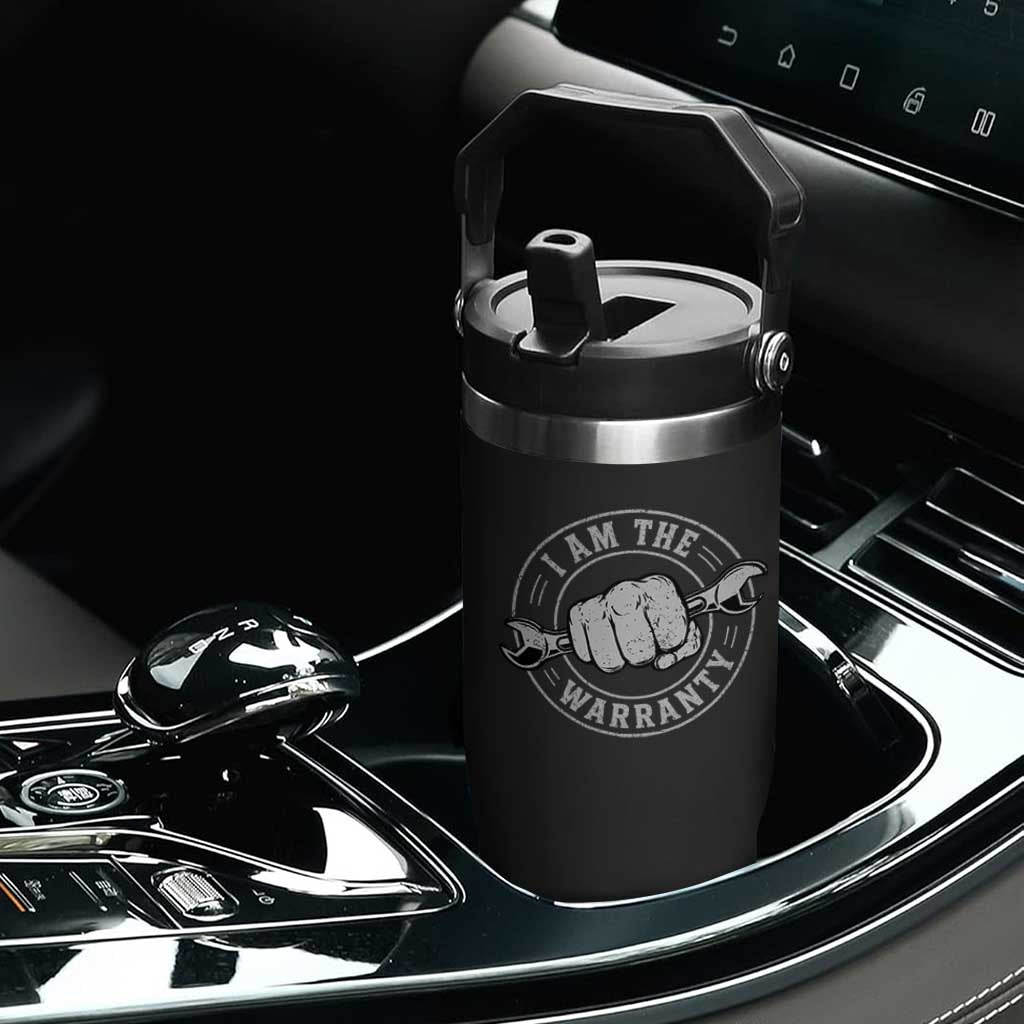 I Am The Warranty Mechanic Flip Straw Tumbler Car Repair Guy Funny Handyman Distressed Graphic