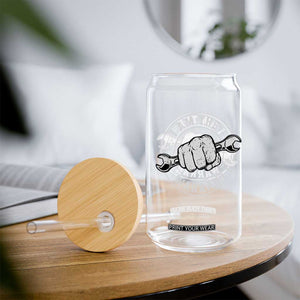 I Am The Warranty Mechanic Glass Can Car Repair Guy Funny Handyman Distressed Graphic