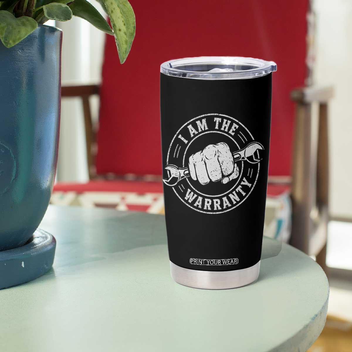 I Am The Warranty Mechanic Tumbler Cup Car Repair Guy Funny Handyman Distressed Graphic