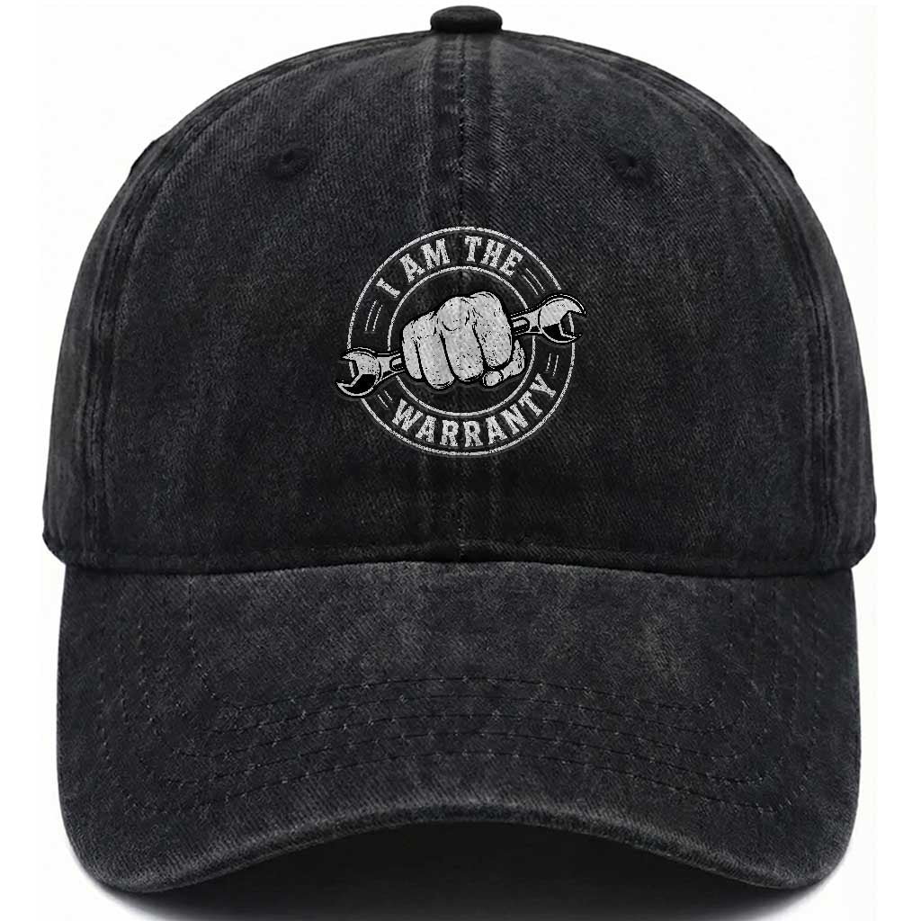 I Am The Warranty Mechanic Washed Cotton Baseball Cap Car Repair Guy Funny Handyman Distressed Graphic