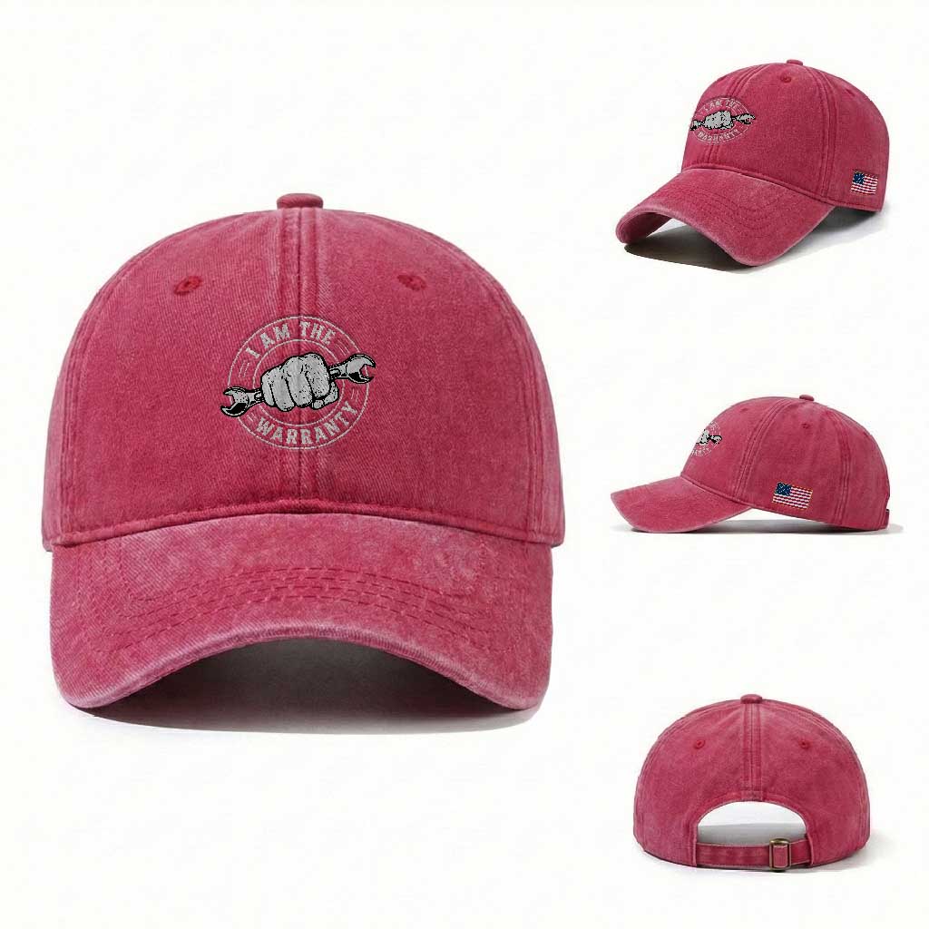 I Am The Warranty Mechanic Washed Cotton Baseball Cap Car Repair Guy Funny Handyman Distressed Graphic