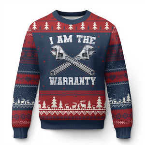 I Am The Warranty Mechanic Ugly Christmas Sweater Car Repair Funny Handyman Distressed Graphic