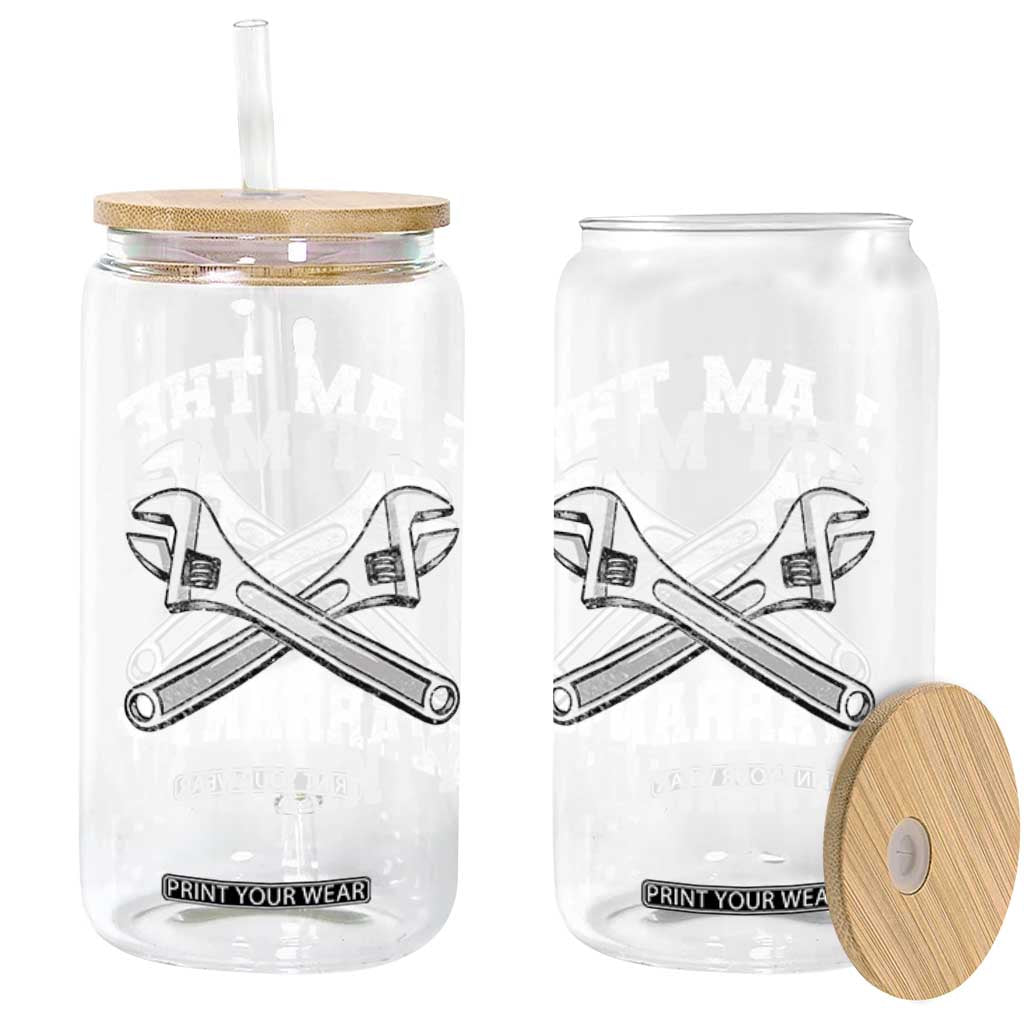 I Am The Warranty Mechanic Glass Can Car Repair Funny Handyman Distressed Graphic