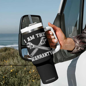 I Am The Warranty Mechanic Tumbler With Handle Car Repair Funny Handyman Distressed Graphic