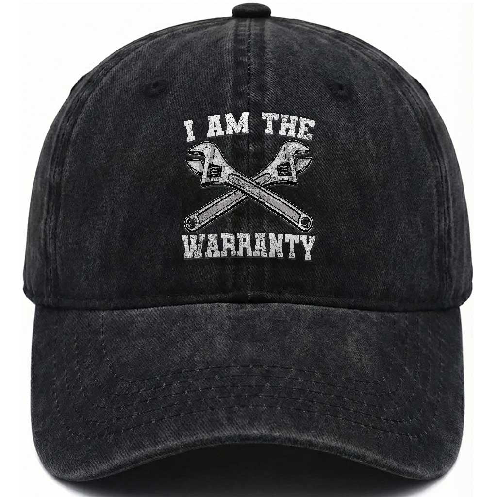 I Am The Warranty Mechanic Washed Cotton Baseball Cap Car Repair Funny Handyman Distressed Graphic