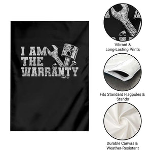 I Am The Warranty Garden Flag Race Car Parts Repair Guy Funny Mechanic