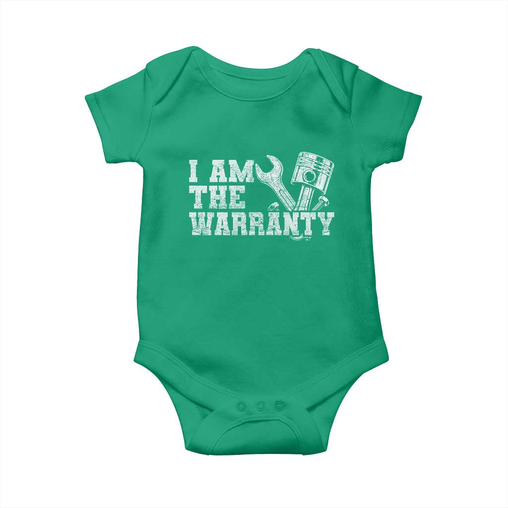 I Am The Warranty Baby Onesie Race Car Parts Repair Guy Funny Mechanic
