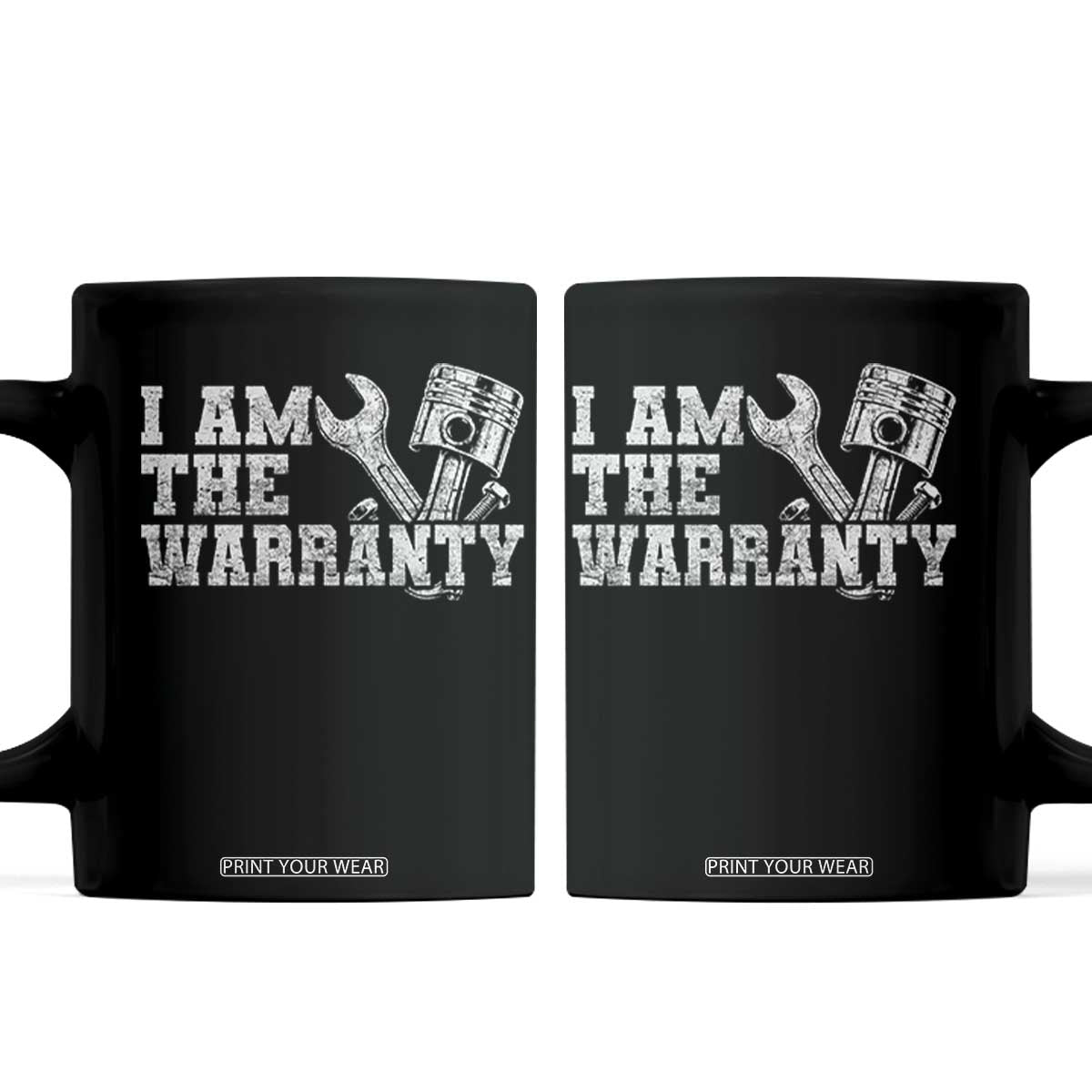 I Am The Warranty Coffee Mug Race Car Parts Repair Guy Funny Mechanic