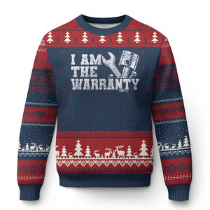 I Am The Warranty Ugly Christmas Sweater Race Car Parts Repair Guy Funny Mechanic