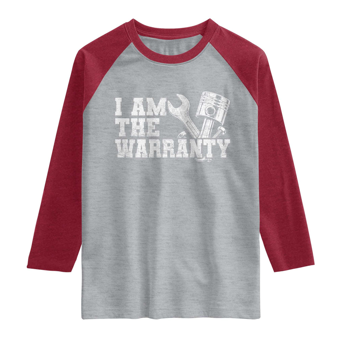 I Am The Warranty Raglan Shirt Race Car Parts Repair Guy Funny Mechanic