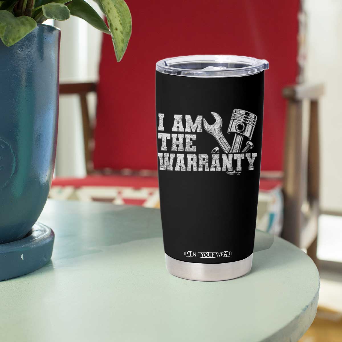 I Am The Warranty Tumbler Cup Race Car Parts Repair Guy Funny Mechanic