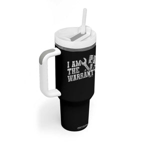 I Am The Warranty Tumbler With Handle Race Car Parts Repair Guy Funny Mechanic