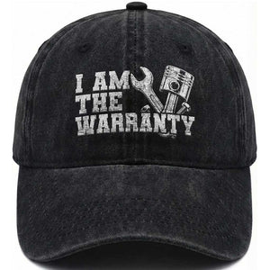 I Am The Warranty Washed Cotton Baseball Cap Race Car Parts Repair Guy Funny Mechanic