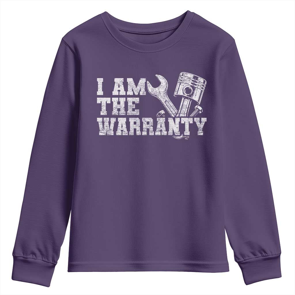 I Am The Warranty Youth Sweatshirt Race Car Parts Repair Guy Funny Mechanic